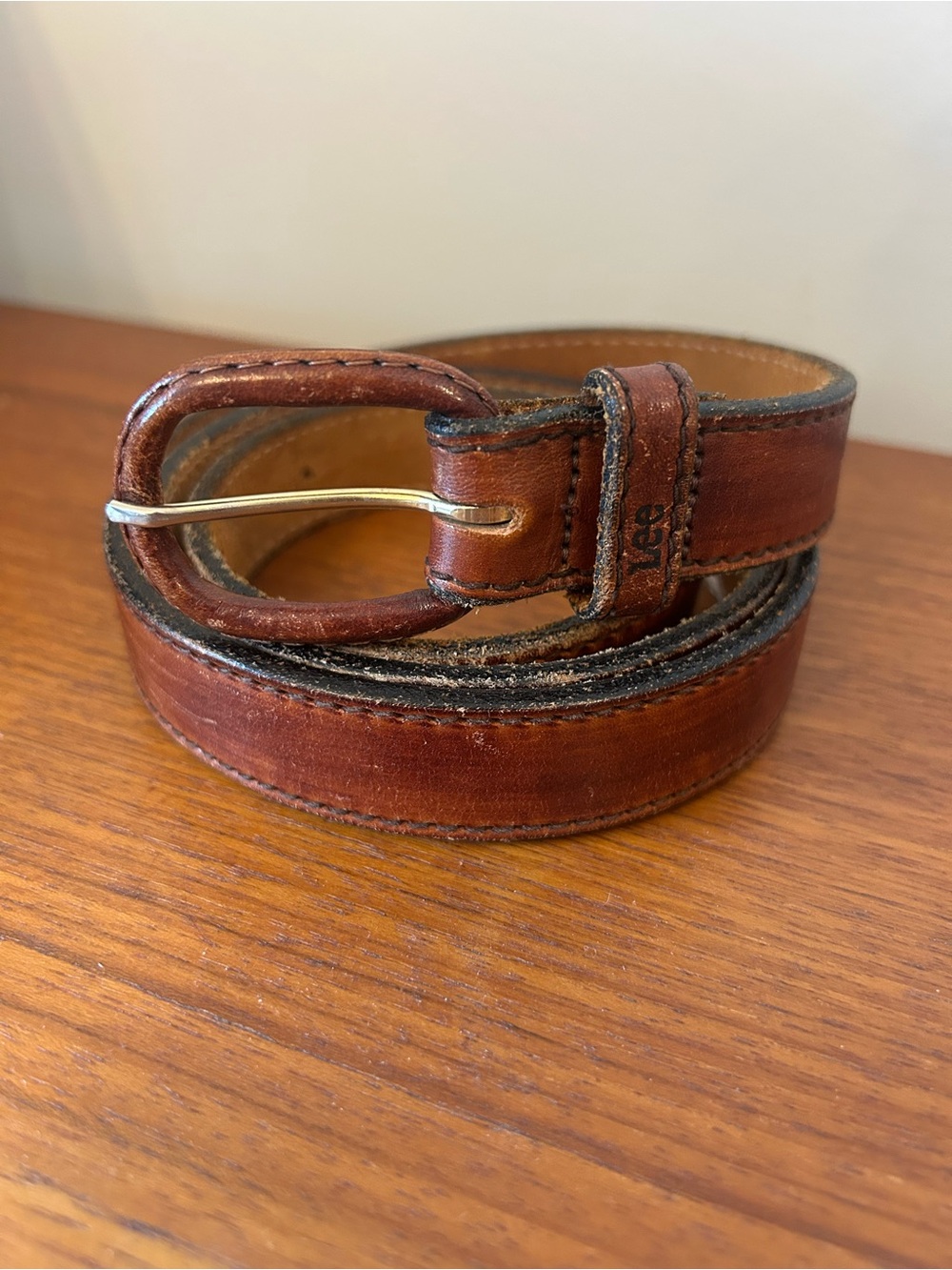 Vintage Lee Brown Leather Belt Cowboy Rodeo Country Western Slim Made in Canada